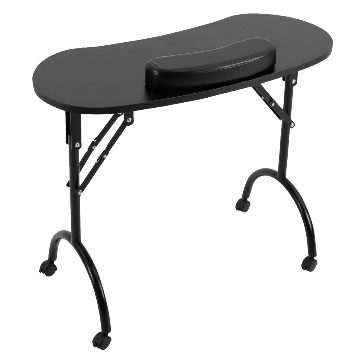 VIVEZEN Table de manucure professionnelle pliante avec tiroir, roulettes et housse de transport - Noir