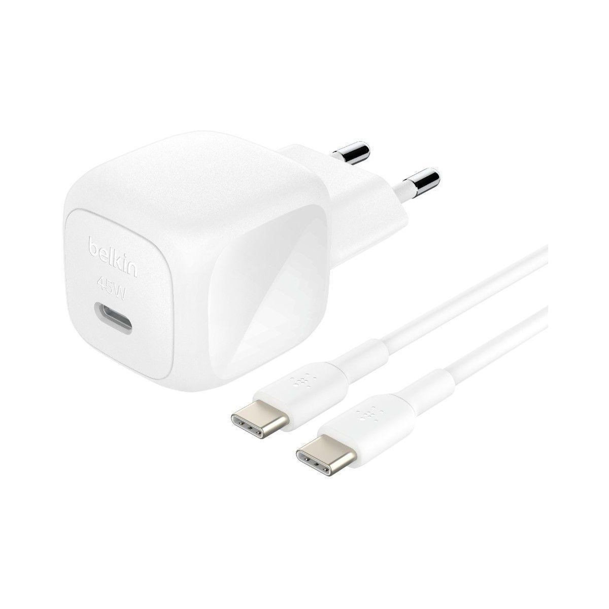Belkin Chargeur 45W USB Power delivery & 1M C-C blanc