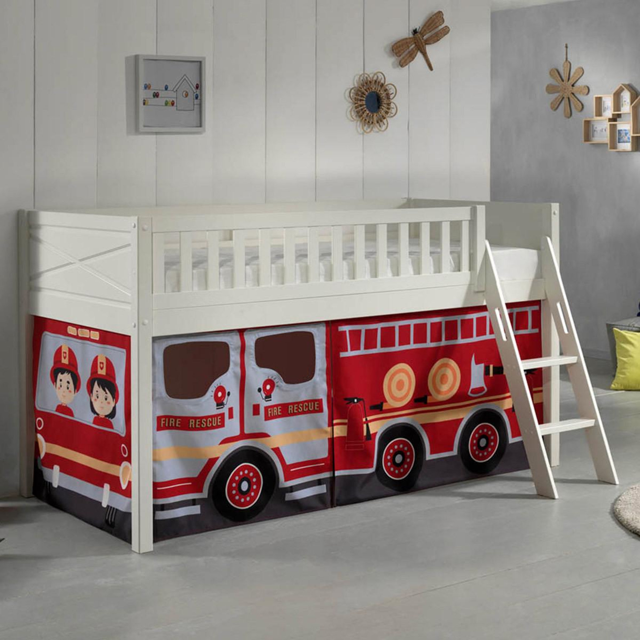 Voir la diapositive 5 : Paris Prix Lit enfant tente  scott fire trucker  90x200cm blanc