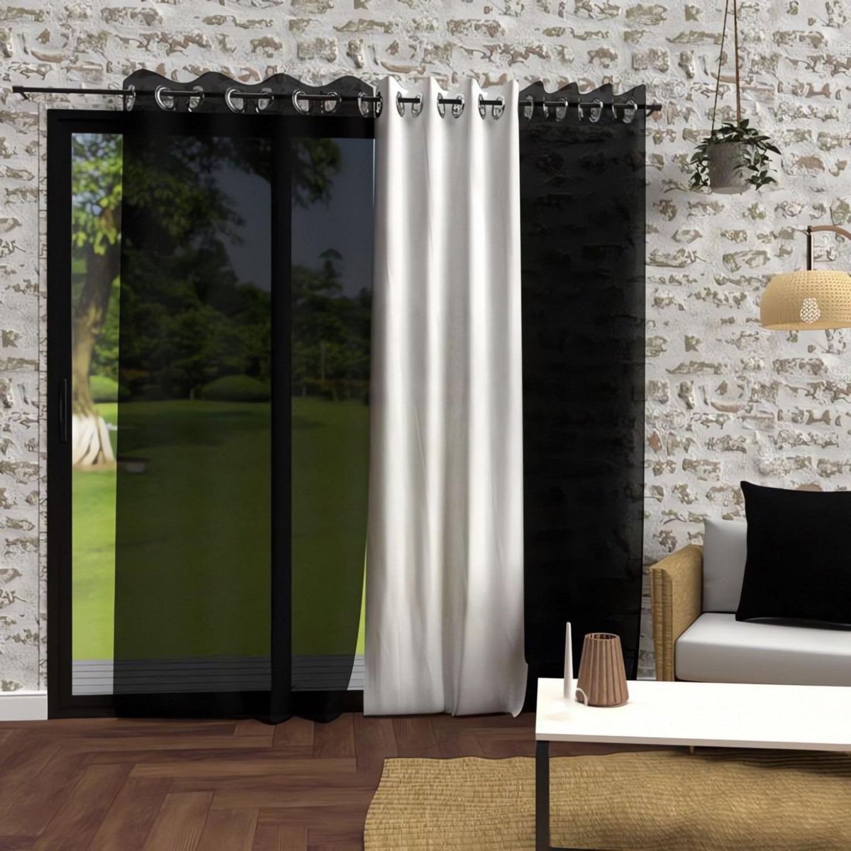 SOLEIL D'OCRE Voile à oeillets effet froissé 135x250 cm BOHEME, par Soleil d'Ocre