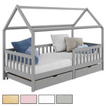 IDIMEX Lit cabane NUNA avec tiroirs, 90 x 200 cm en pin massif. Coloris disponibles : Marron, Blanc
