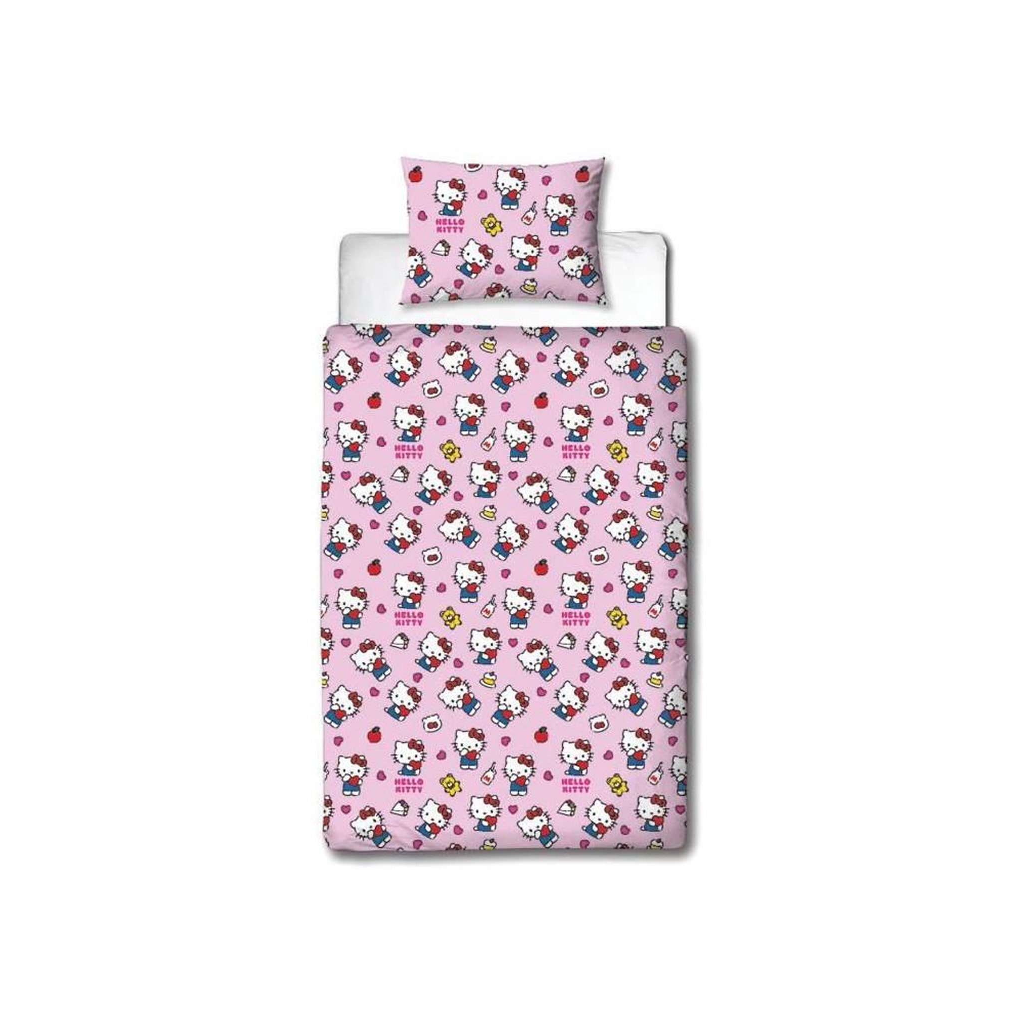 Voir la diapositive 2 : HELLO KITTY Parure de lit réversible - HELLO KITTY - Microfibre - 1 housse de couette 140 x 200 cm + 1 taie 63 x 63 cm