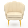Voir la diapositive 3 : ID MARKET Fauteuil coquillage ADELLA crème en velours pieds dorés