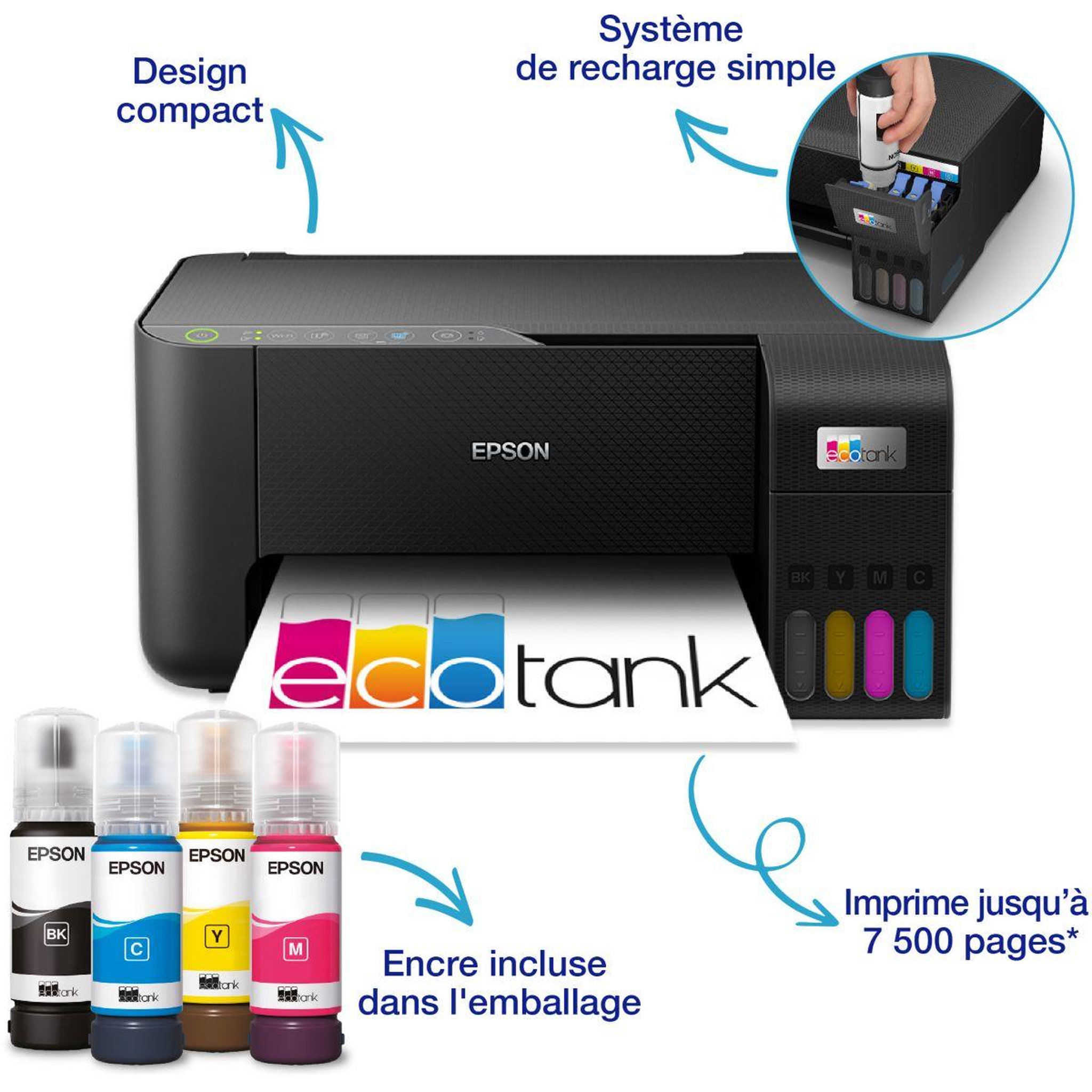 Voir la diapositive 2 : Epson Imprimante jet d'encre ecotank et 2865