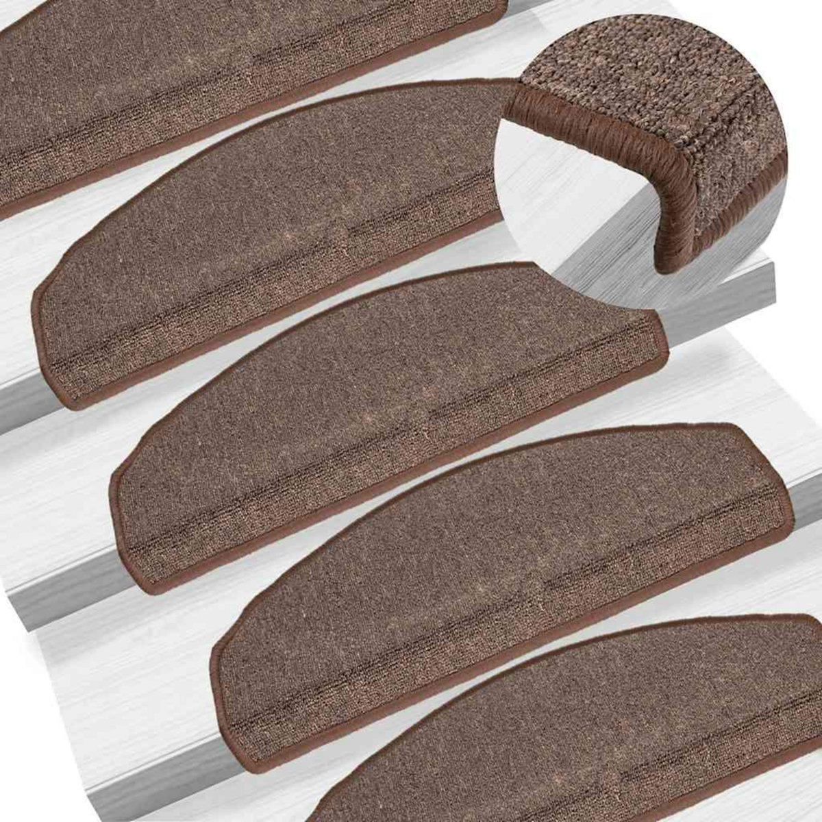 VIDAXL Tapis d'escalier 30 pcs marron cafe 65x24x4 cm