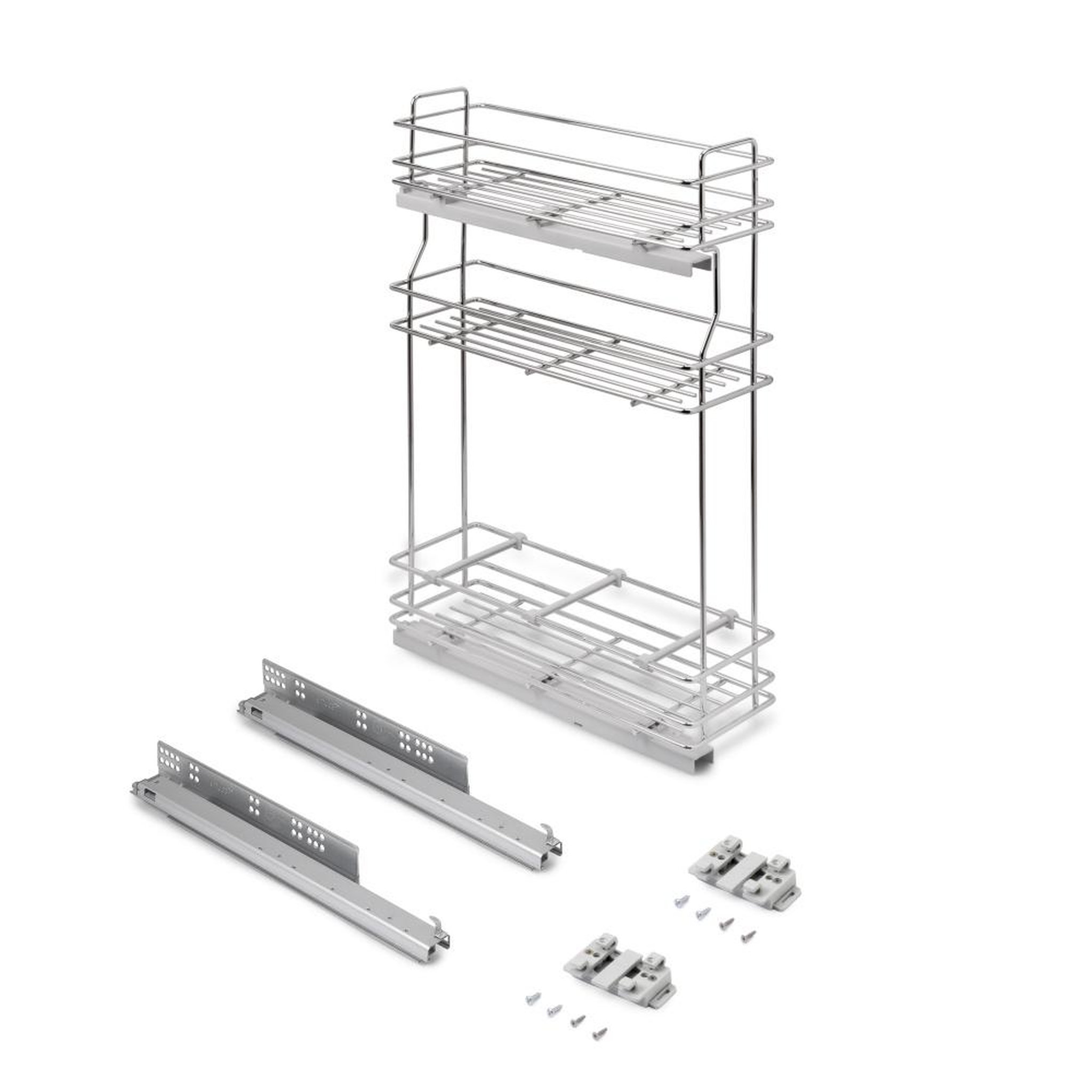 EMUCA SRL porte-bouteilles extractible SupraMax avec fermeture à amortie -  gauche -  3 plateaux -  module 200mm -  Acier -  Chromé
