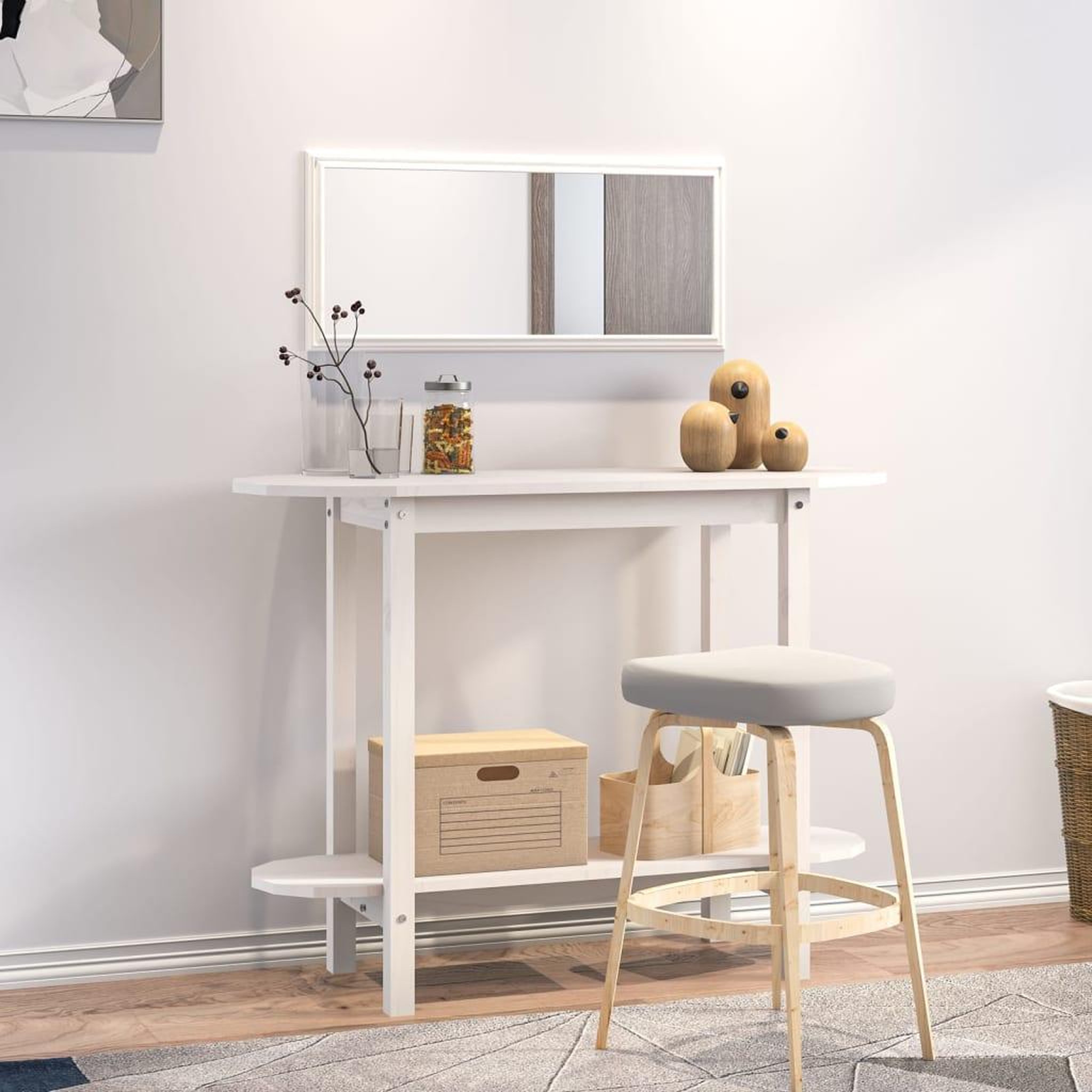 Voir la diapositive 1 : VIDAXL Table console Blanc 110x40x80 cm Bois massif de pin