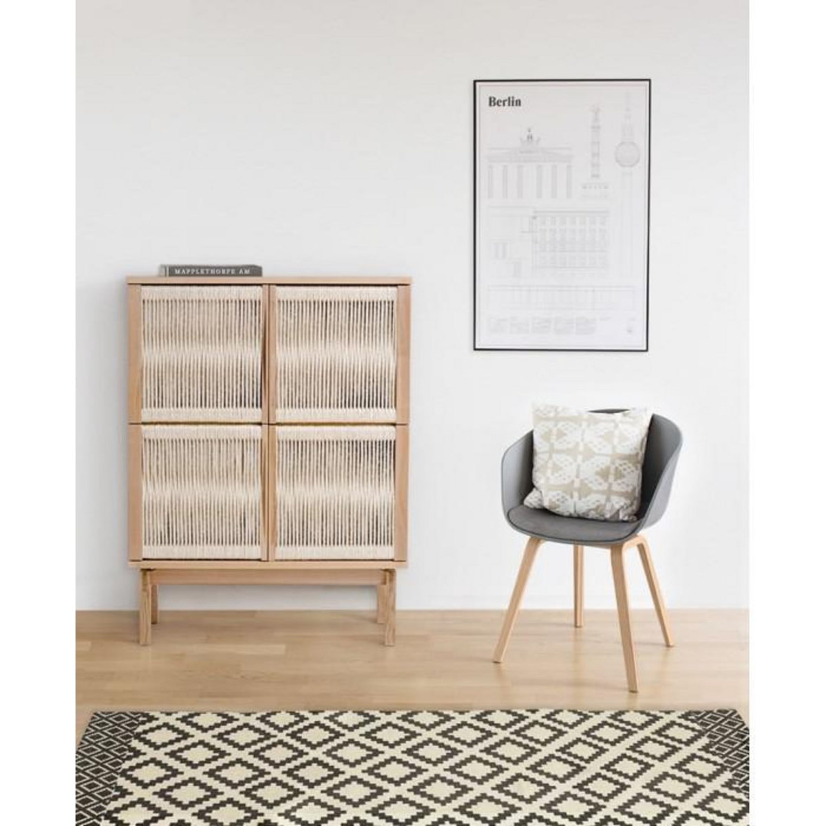 Paris Prix Vaisselier Design 4 Portes  Lilla  122cm Naturel