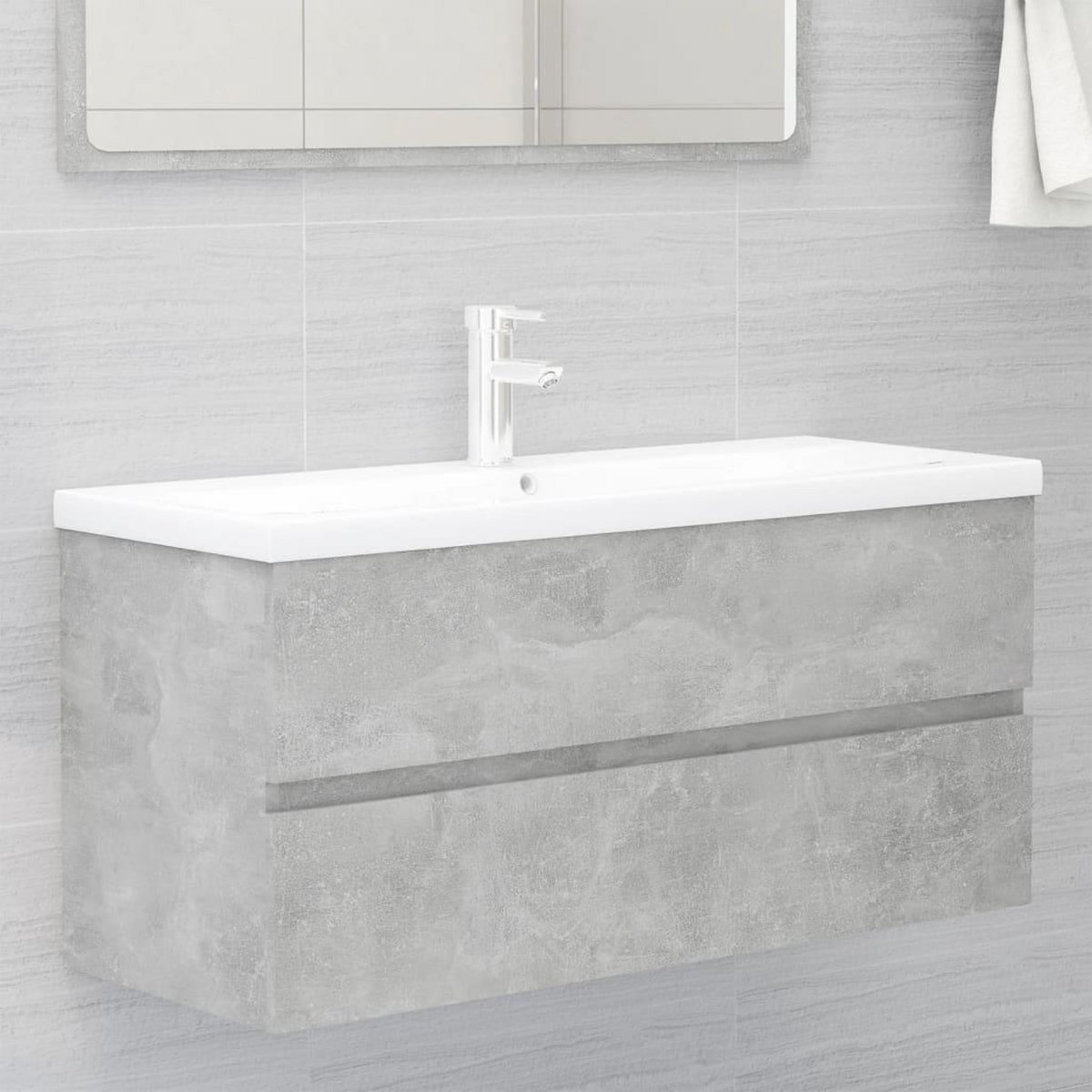 VIDAXL Armoire d'evier avec lavabo integre Gris beton Agglomere