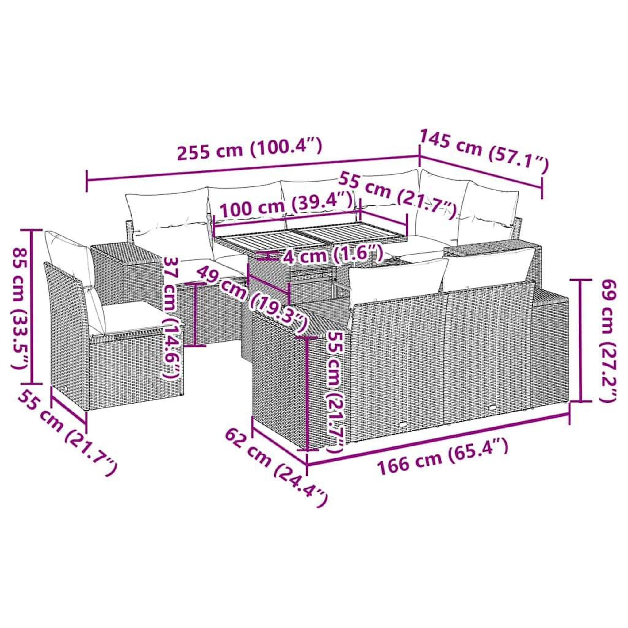 Voir la diapositive 6 : VIDAXL Salon de jardin 9 pcs avec coussins gris resine tressee