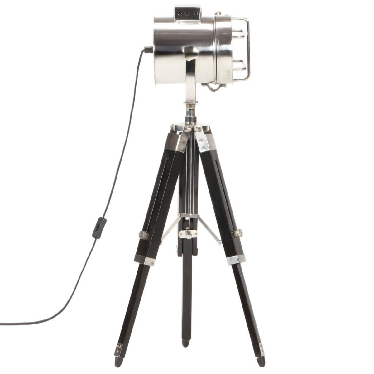 VIDAXL Lampadaire a trepied Noir Bois de manguier massif 69 cm