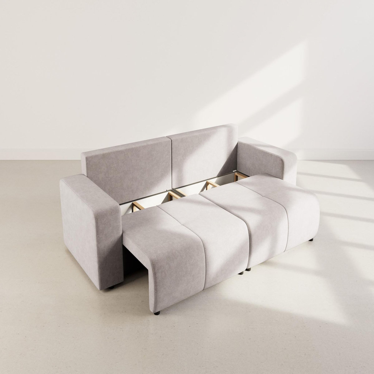 BEST MOBILIER Nicole - canapé droit 4 places convertible avec coffre en tissu