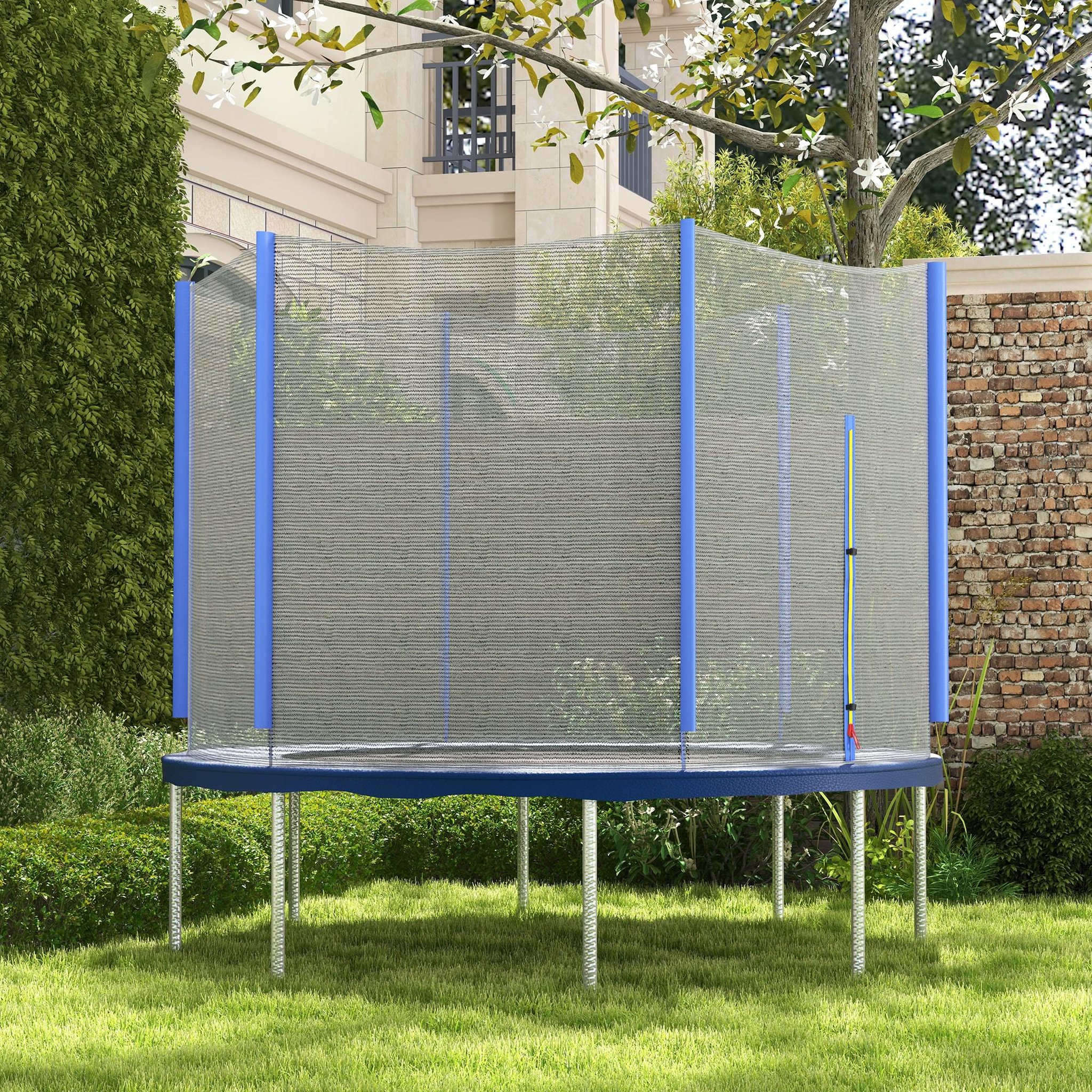 Voir la diapositive 2 : HOMCOM Filet de sécurité trampoline porte zipée Ø 305 cm 6 poteaux bleu noir