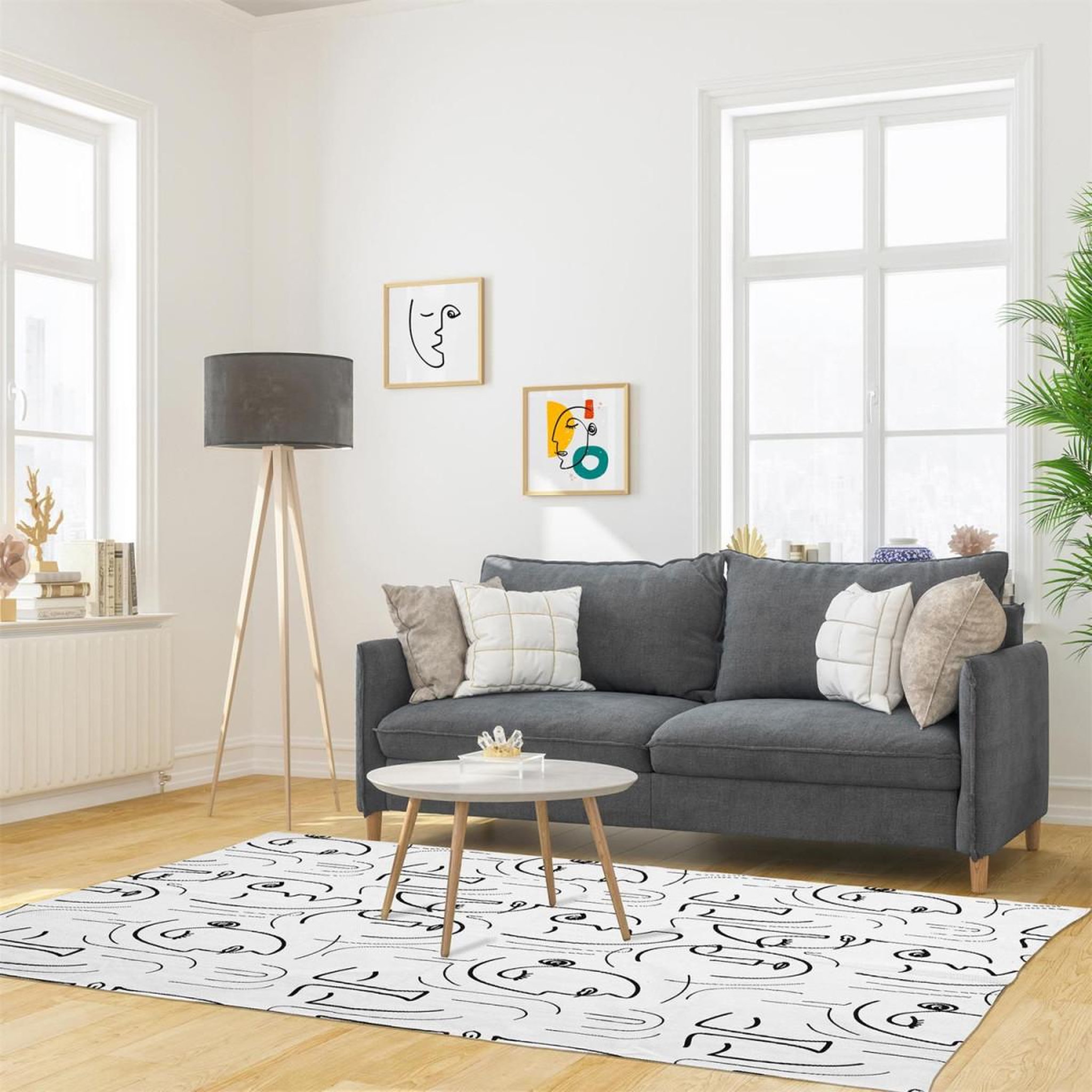 Voir la diapositive 3 : The Home Deco Factory Tapis déco  arty  120x170cm blanc & noir