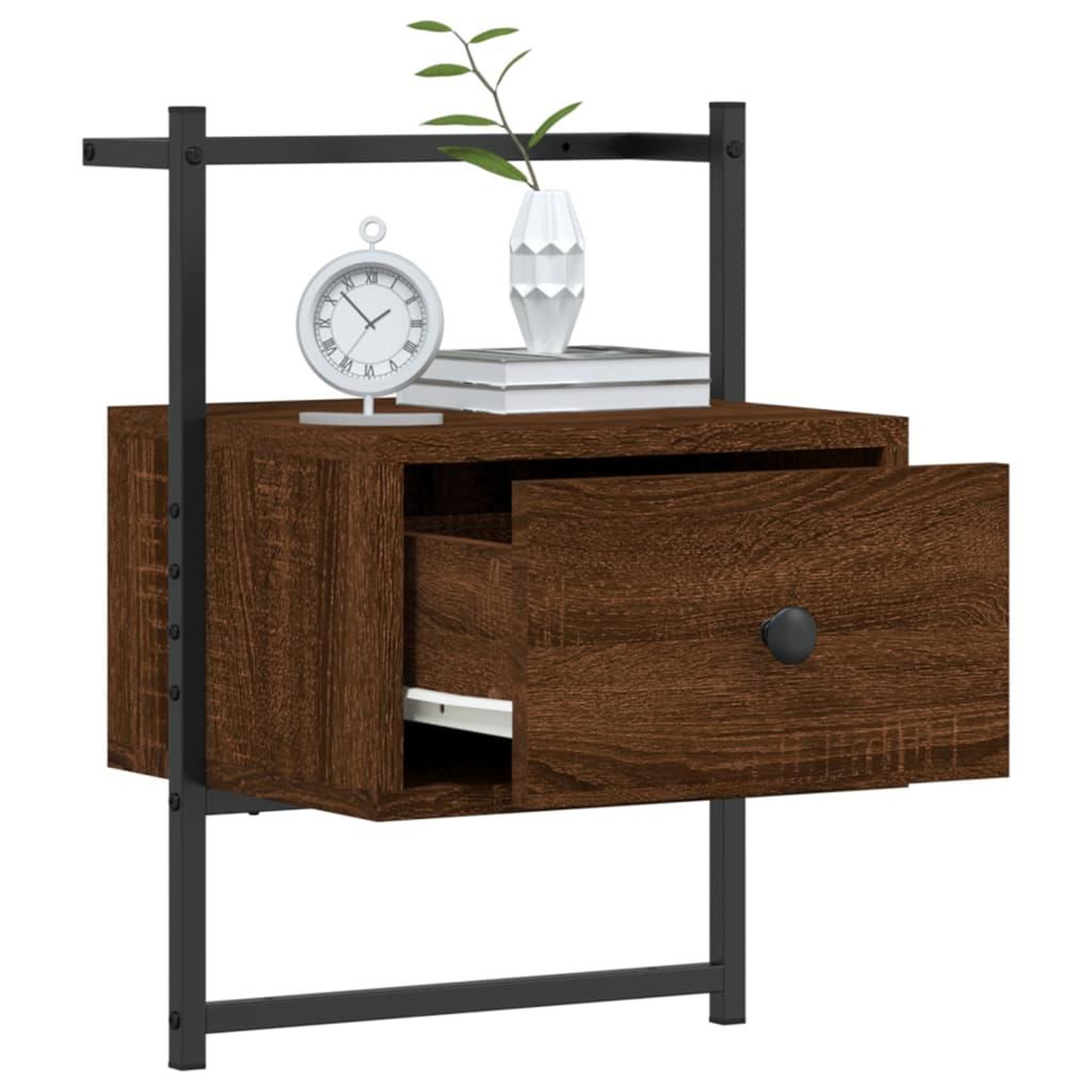Voir la diapositive 3 : VIDAXL Table de chevet murale chene brun 35x30x51 cm bois d'ingenierie