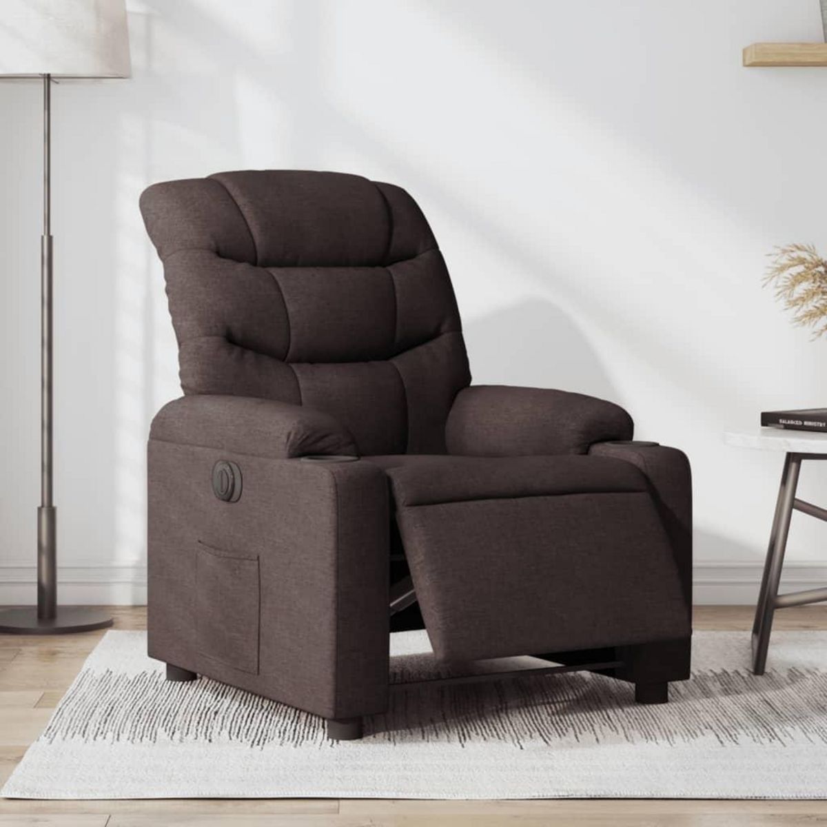 VIDAXL Fauteuil inclinable electrique Marron fonce Tissu