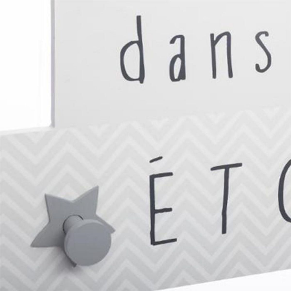 Atmosphera Kids Patère 5 Crochets Enfant  Tête Étoiles  48cm Gris