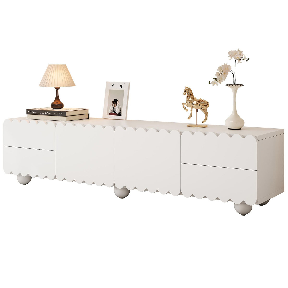 MERAX Meuble tv blanc 175 cm mdf