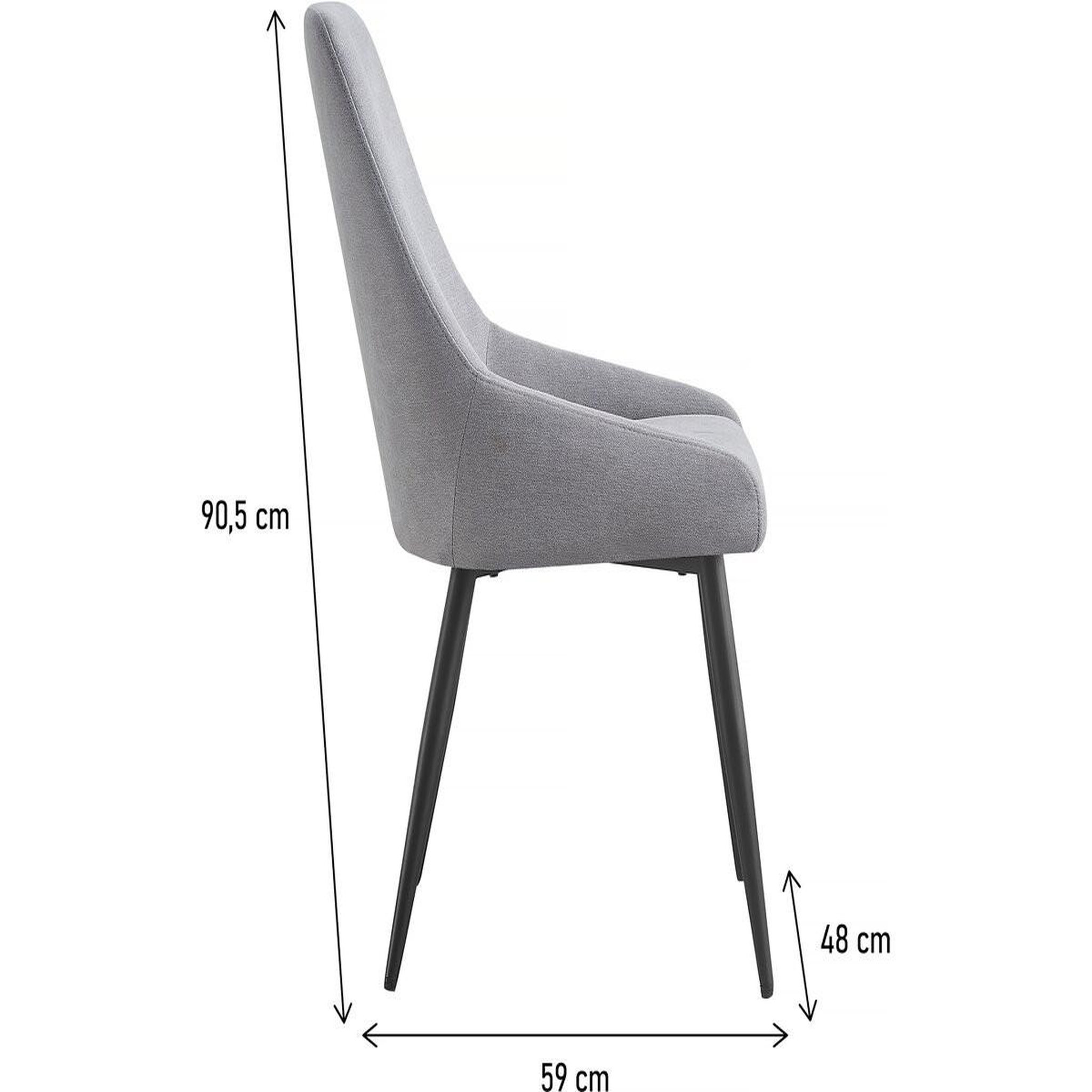 Voir la diapositive 3 : Habitat et Jardin Lot de 2 Chaises en tissu  Lyne  - Gris