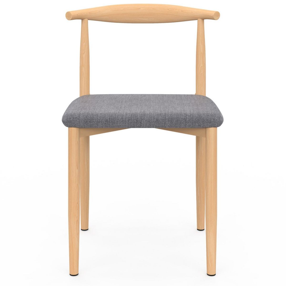 ID MARKET Lot de 6 chaises NOE en imitation bois et assise en tissu gris clair pour salle à manger