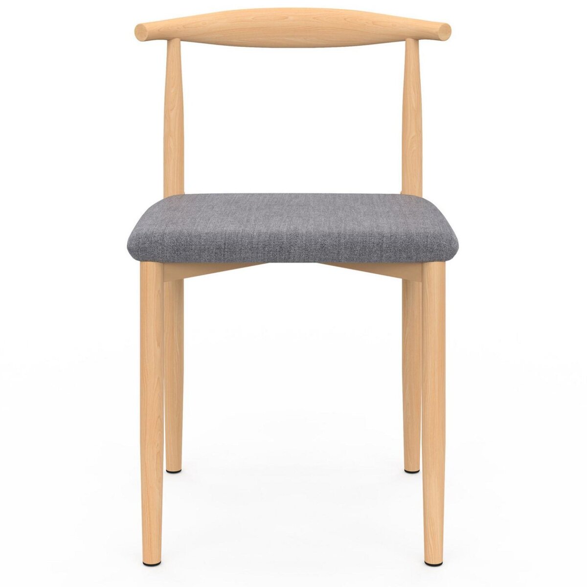 ID MARKET Lot de 6 chaises NOE en imitation bois et assise en tissu gris clair pour salle à manger