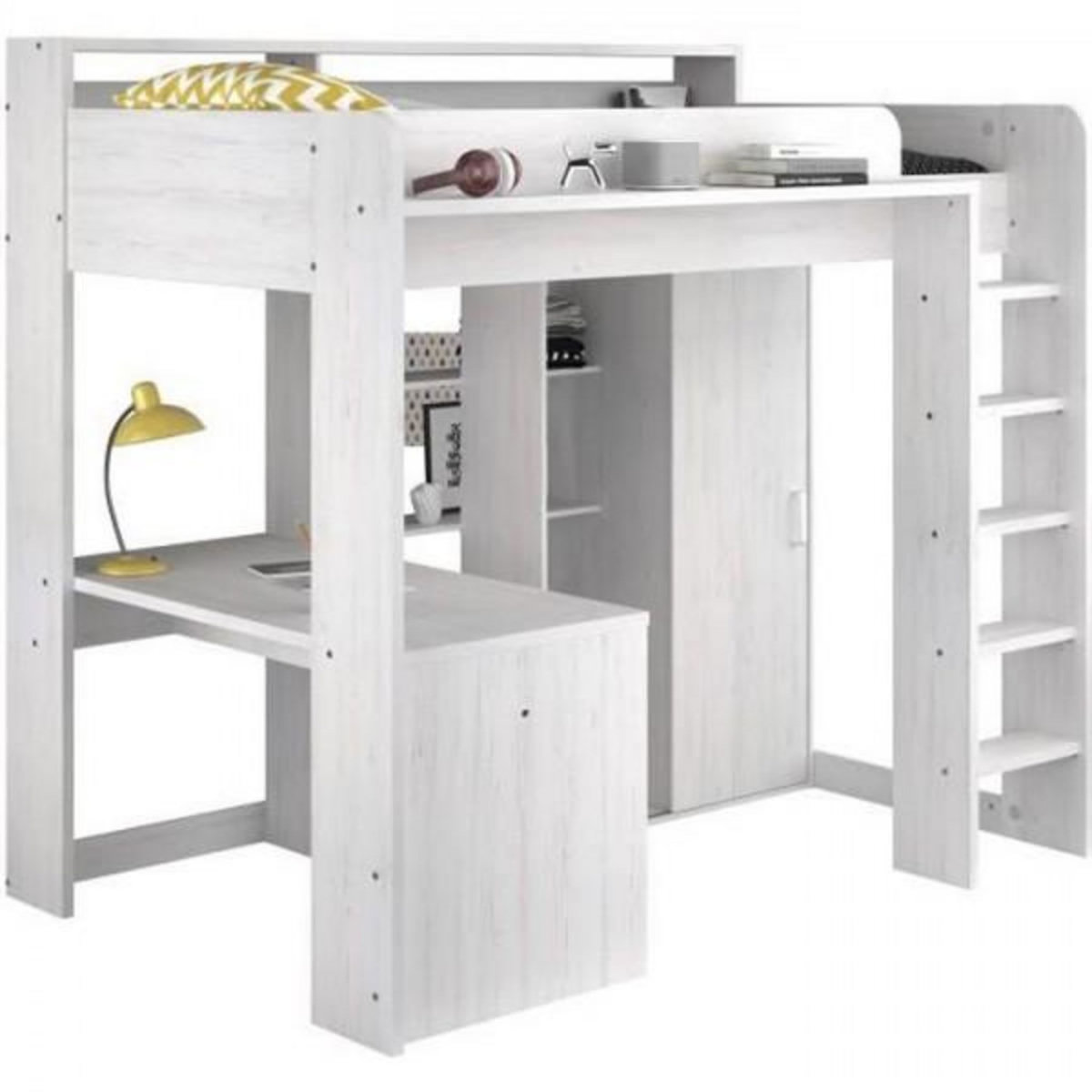 PARISOT Lit combiné mezzanine enfant PARISOT Lena - Pin Petterson - Sommier inclus - 90 x 200 cm