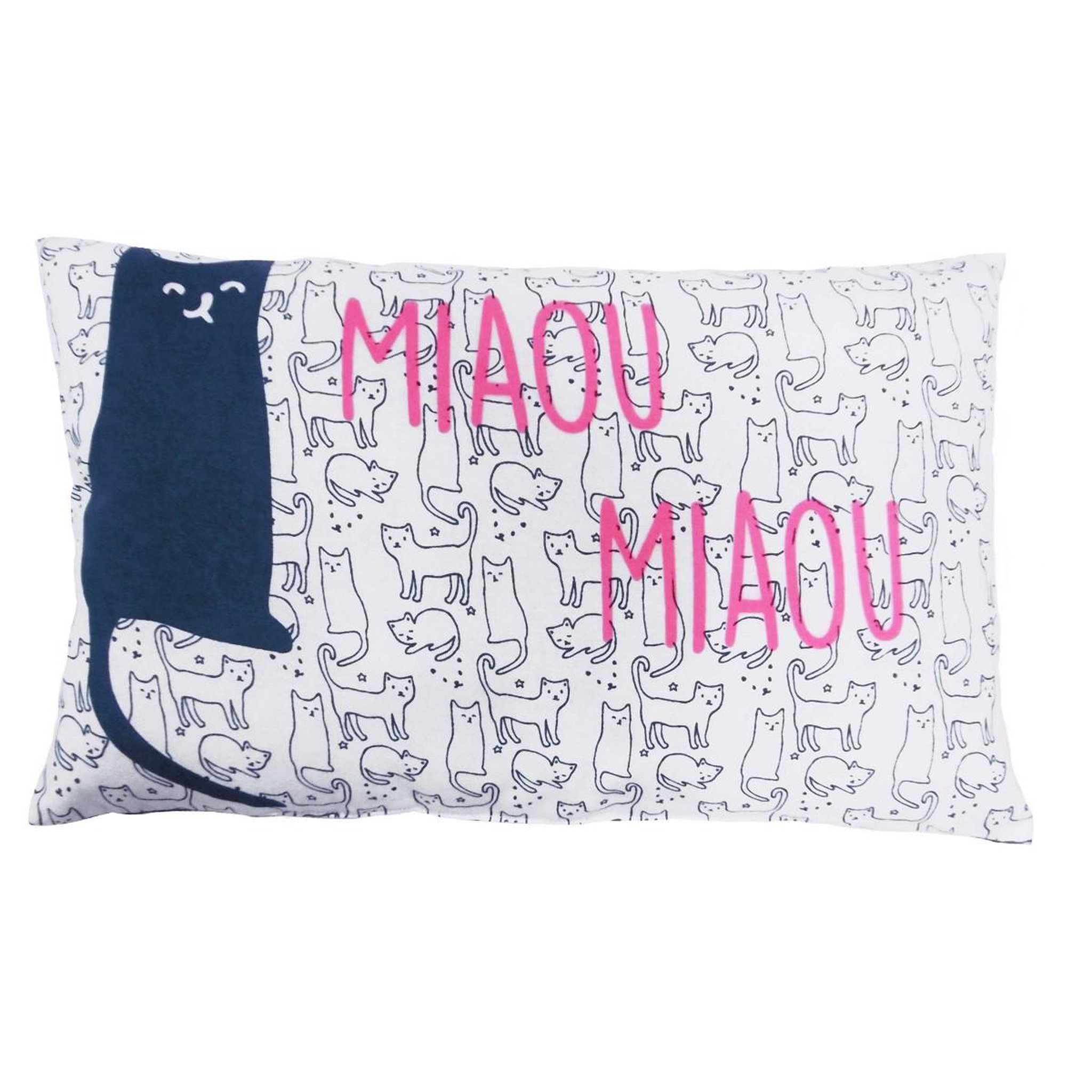 FUTURE HOME Coussin enfant imprimé chat en coton 30x50cm miaou