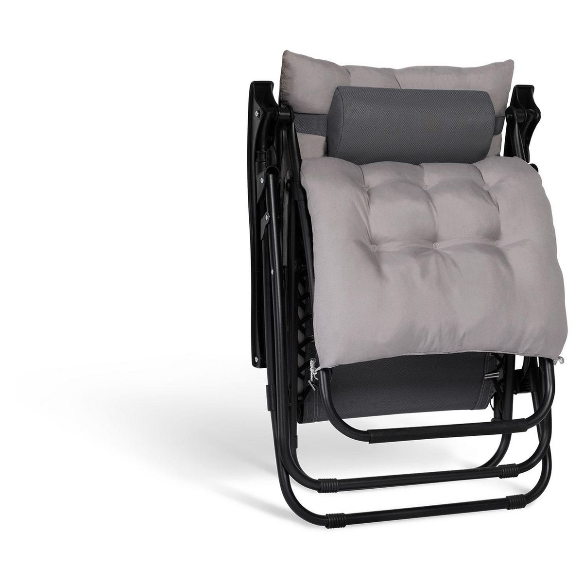 Inkazen Fauteuils de jardin Relax avec coussin gris anthracite  - Lot de 2