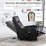 HOMCOM Fauteuil de relaxation électrique fauteuil releveur inclinable repose-pied ajustable revêtement synthétique noir
