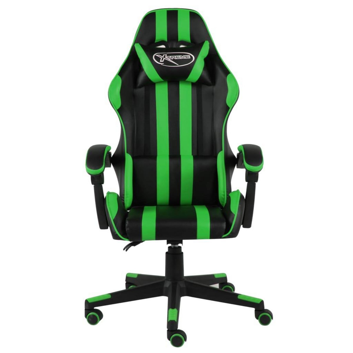 VIDAXL Fauteuil de jeux video Noir et vert Similicuir