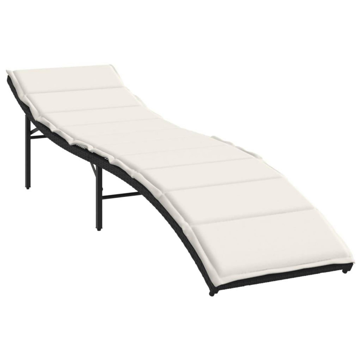 VIDAXL Chaise longue avec coussin noir 55x199x50 cm resine tressee