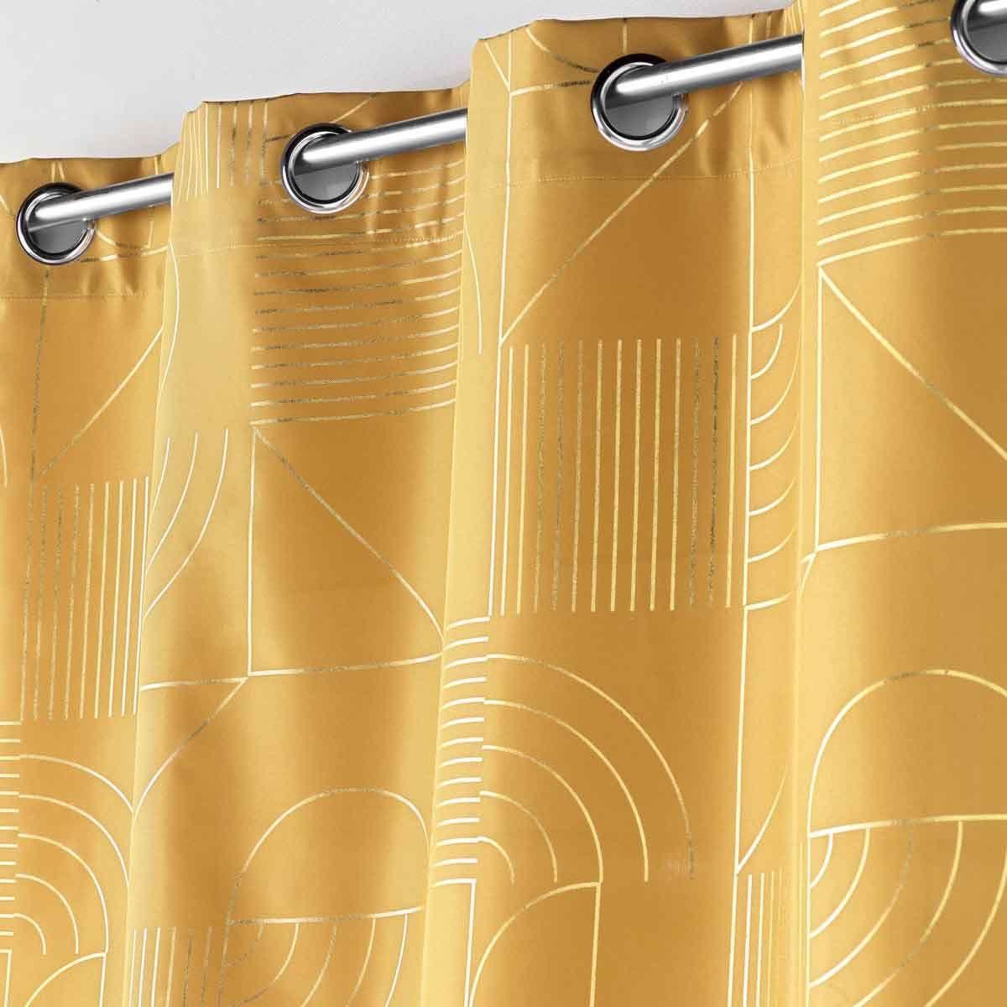 Voir la diapositive 2 : Douceur d'Intérieur Rideau à œillets imprimé  lineor  140x260cm jaune