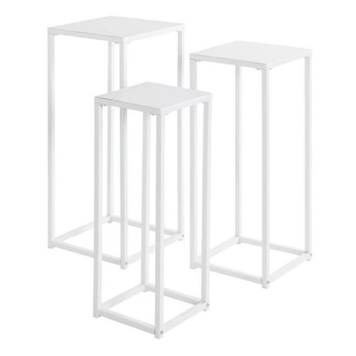 Paris Prix Lot de 3 Sellettes en Métal  Cromano  71cm Blanc
