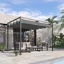Voir la diapositive 2 : OUTSUNNY Pergola rétractable 2,98L x 2,13l x 2,22H m structure métal époxy anticorrosion toile polyester haute densité 180 g/m² incluse gris