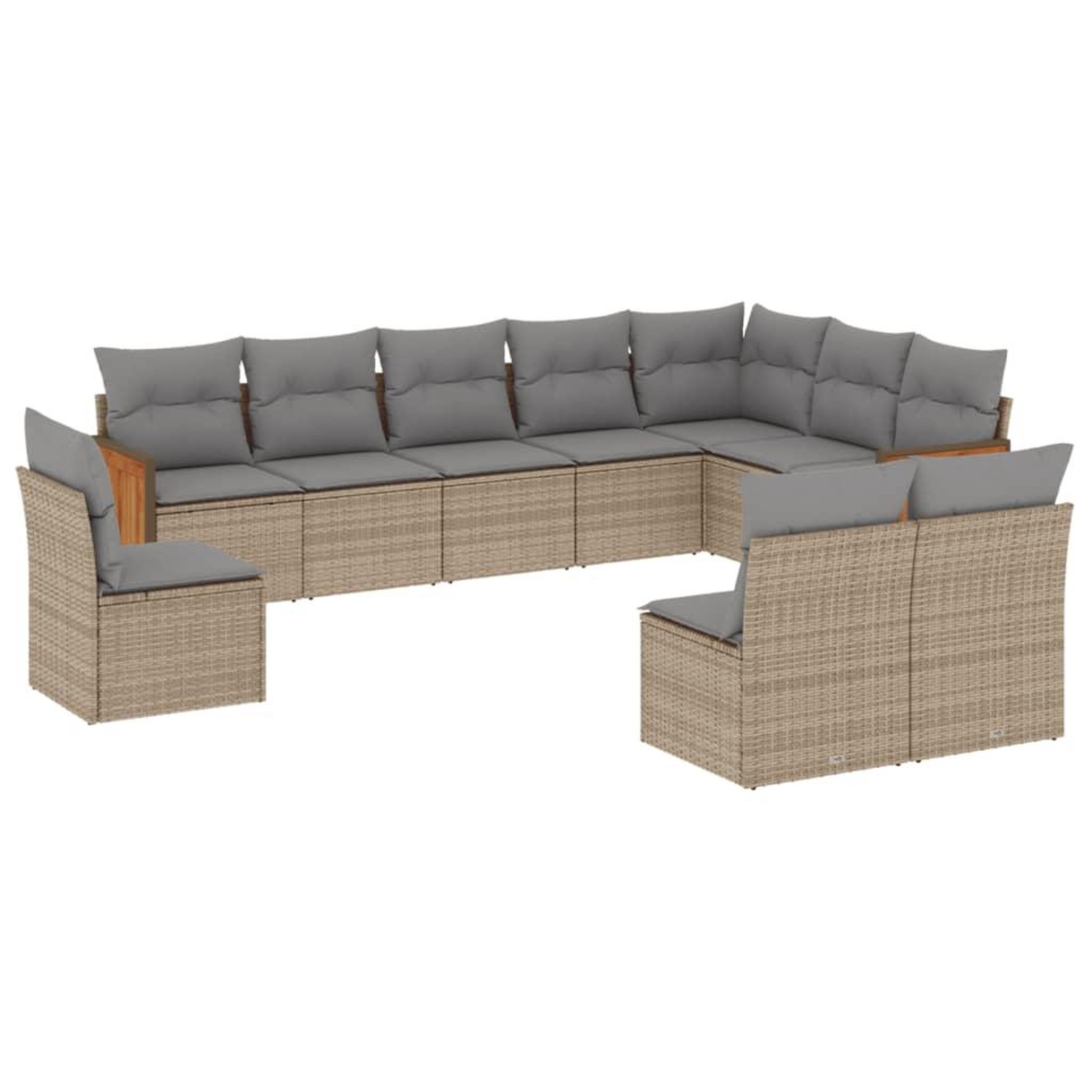 Voir la diapositive 2 : VIDAXL Salon de jardin avec coussins 10 pcs beige resine tressee