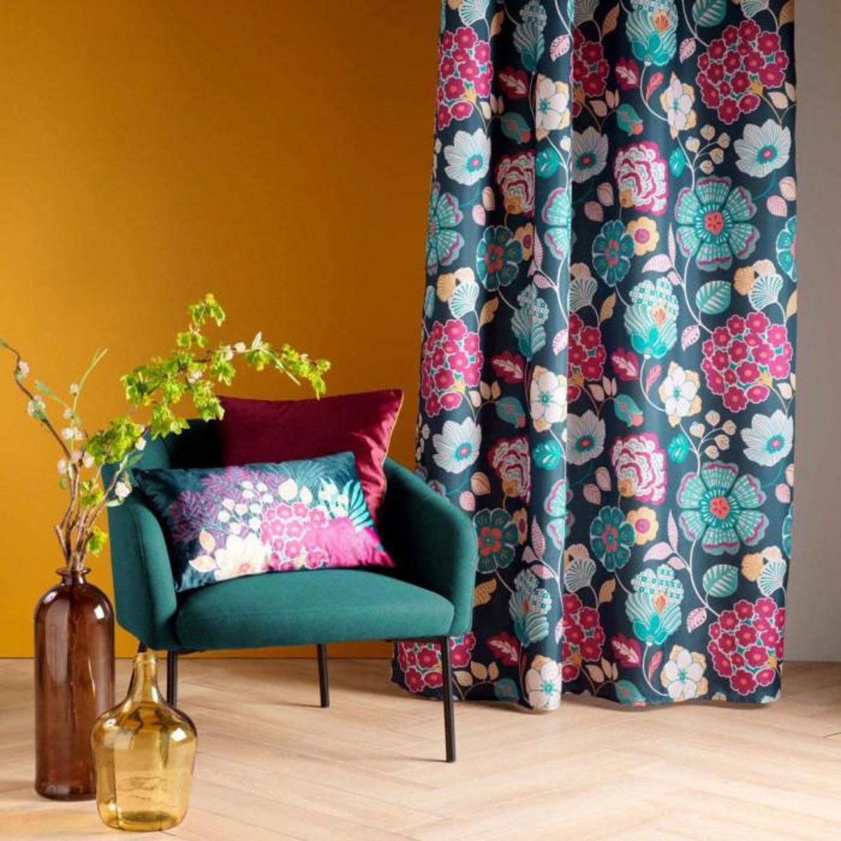 Paris Prix Coussin Déco Velours  Winteria  30x50cm Bleu