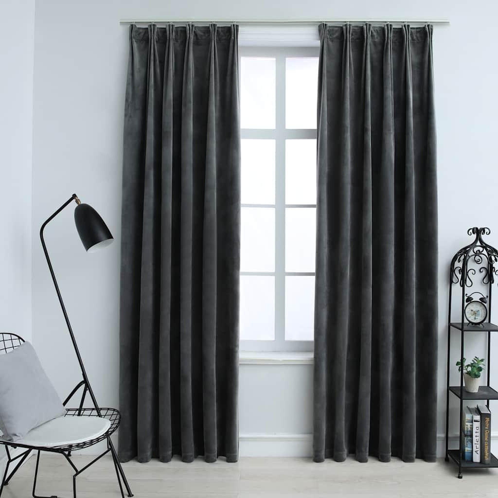 VIDAXL Rideaux occultants et crochet 2pcs Velours Anthracite 140x245cm