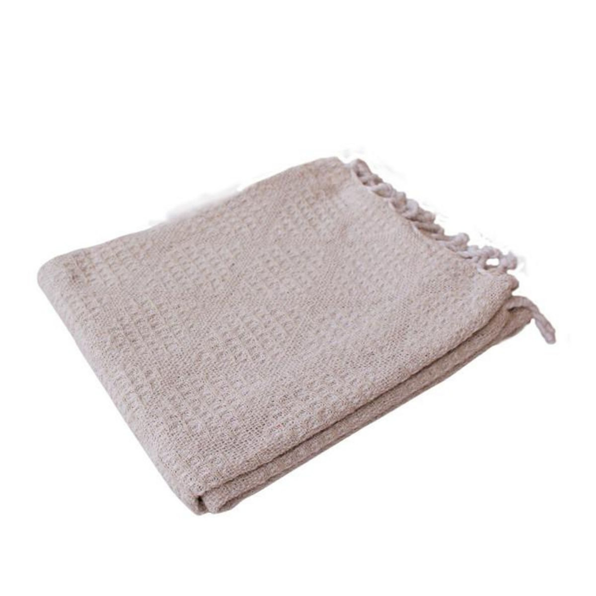 Paris Prix Plaid à Franges en Coton  Dune  130x160cm Écru