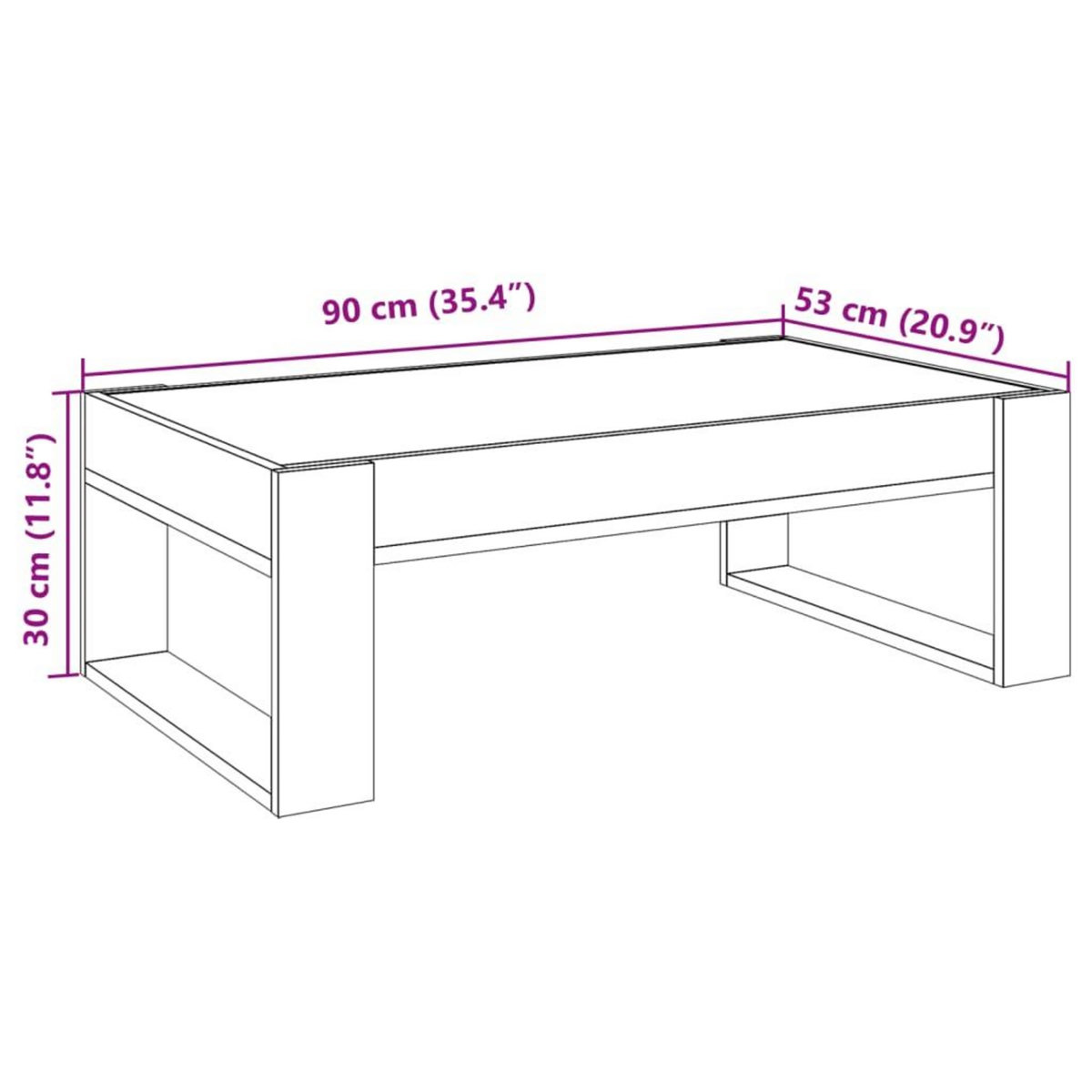 VIDAXL Table basse avec LED infini chene marron 90x53x30 cm