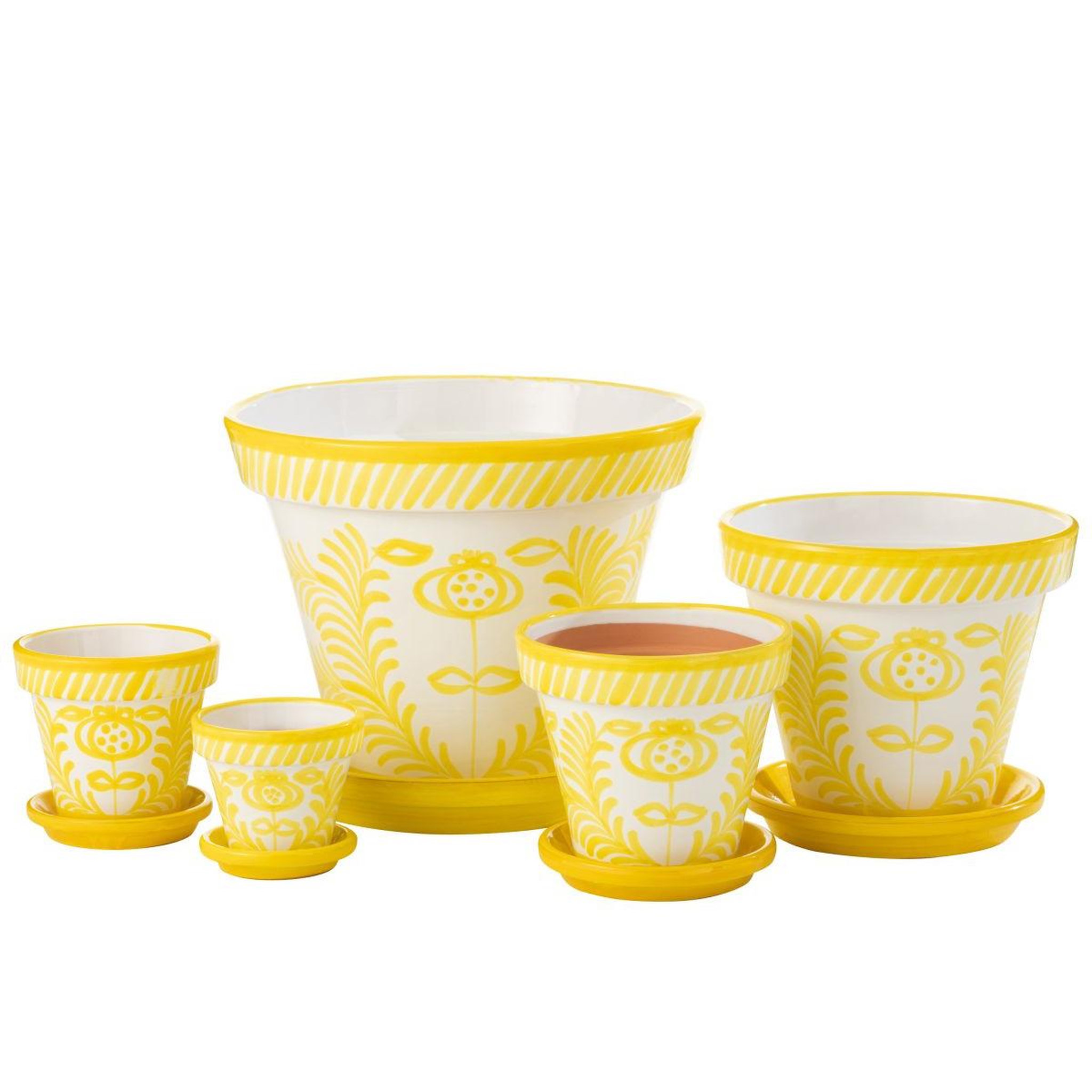 Voir la diapositive 3 : J-LINE Pot avec soucoupe en céramique  granada  21cm jaune