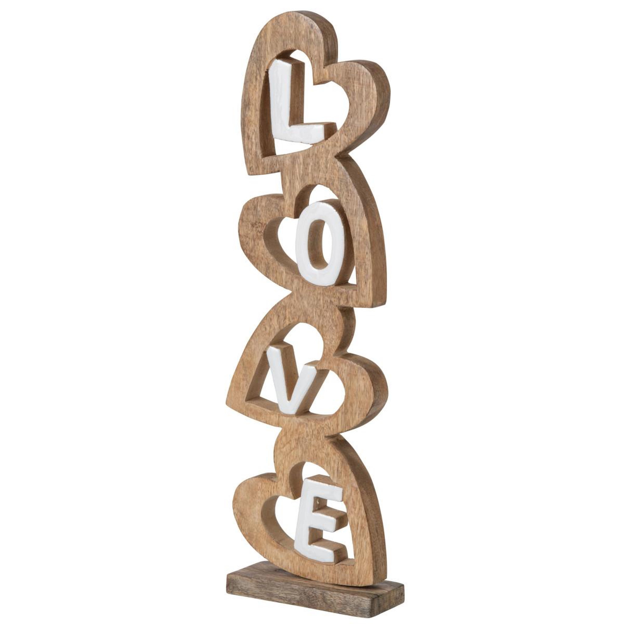 Voir la diapositive 2 : J-LINE Mot déco à poser cœurs  love  52cm naturel & blanc