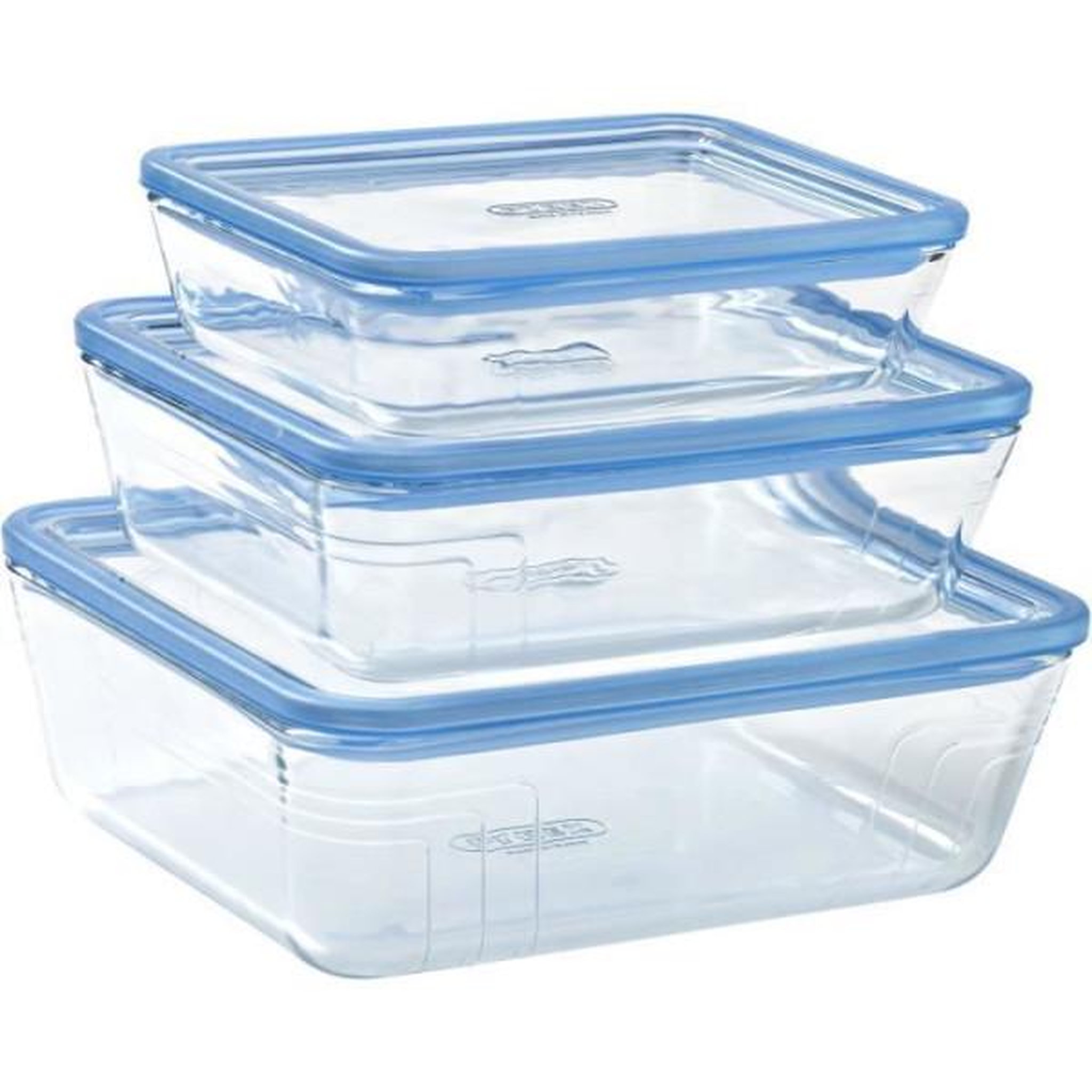 PYREX Lot de 3 Boîtes de conservation avec couvercle - PYREX - Zero Plastic - Verre - Rectangulaire - 0.8/1,5/2,6 L