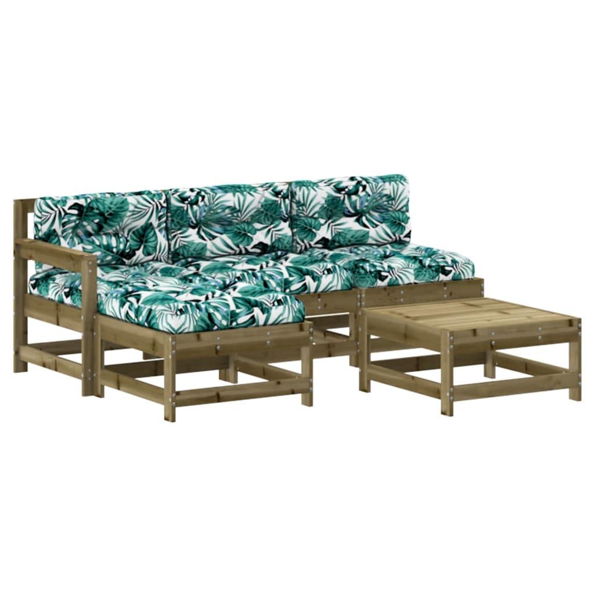 Voir la diapositive 2 : VIDAXL Salon de jardin 5 pcs avec coussins bois de pin impregne