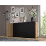 Voir la diapositive 3 : BEST MOBILIER Ozzy - buffet bas - 3 tiroirs - effet bois et noir - 180 cm