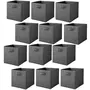 TOILINUX Lot de 12 cubes de rangement pliables en tissus avec poignée - 30x30x30cm - Gris