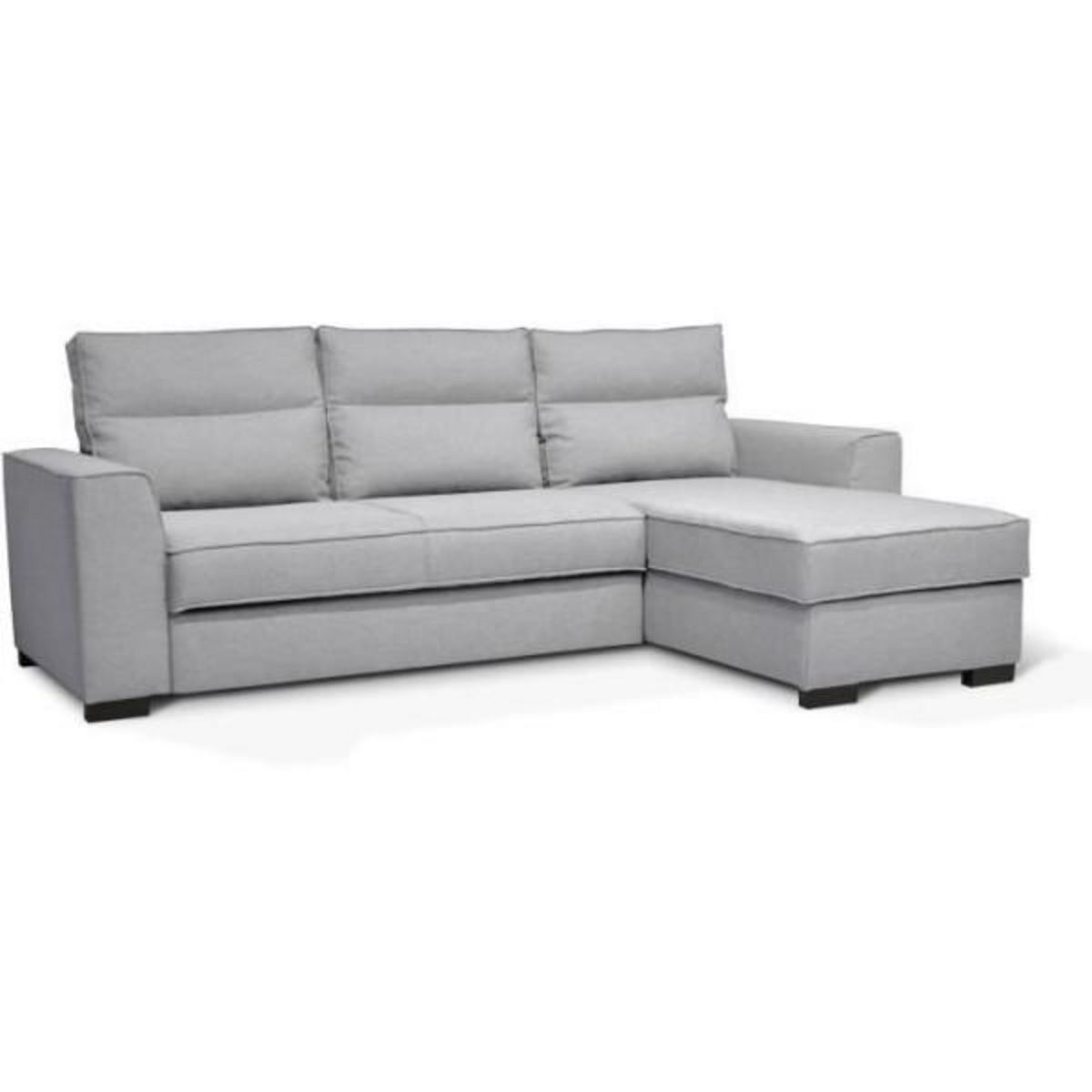 MARKET24 Canapé angle convertible réversible 4 places MONTREAL - Tissu gris clair - L 247 x P 158 x H 92 cm - Fabriqué en France - HEX