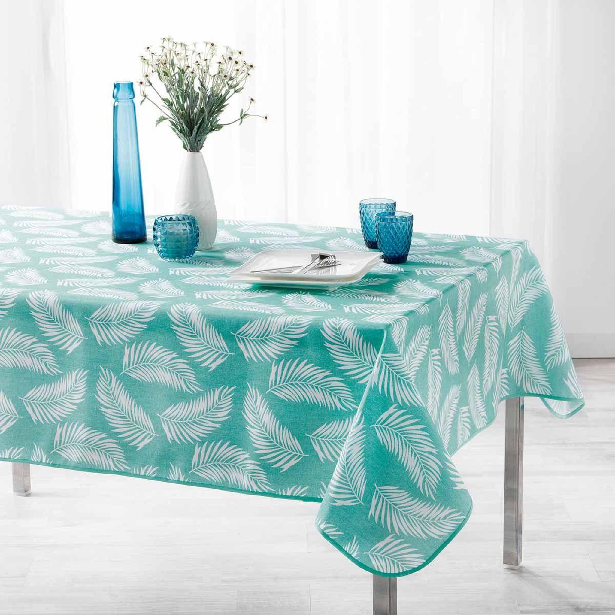 Douceur d'Intérieur Nappe déco imprimée  lifette  150x240cm menthe