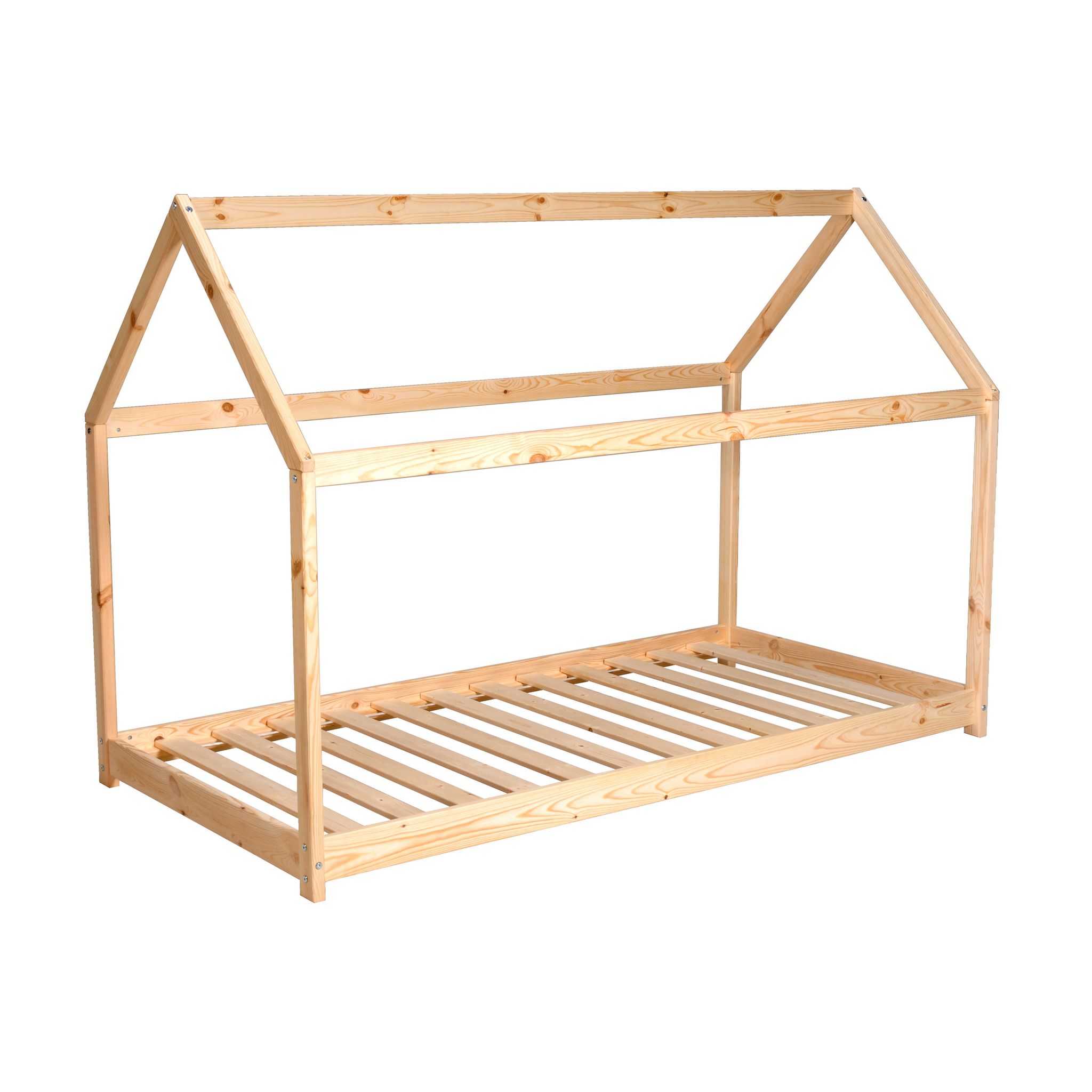 Lit cabane enfant en bois massif 90 x 190 cm LOUIS. Coloris disponibles : Bois, Blanc