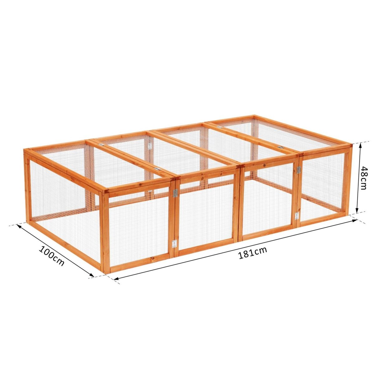 PAWHUT Clapier cage à lapins extérieur intérieur 2 portes supérieures 181L x 100l x 48H cm bois massif pin