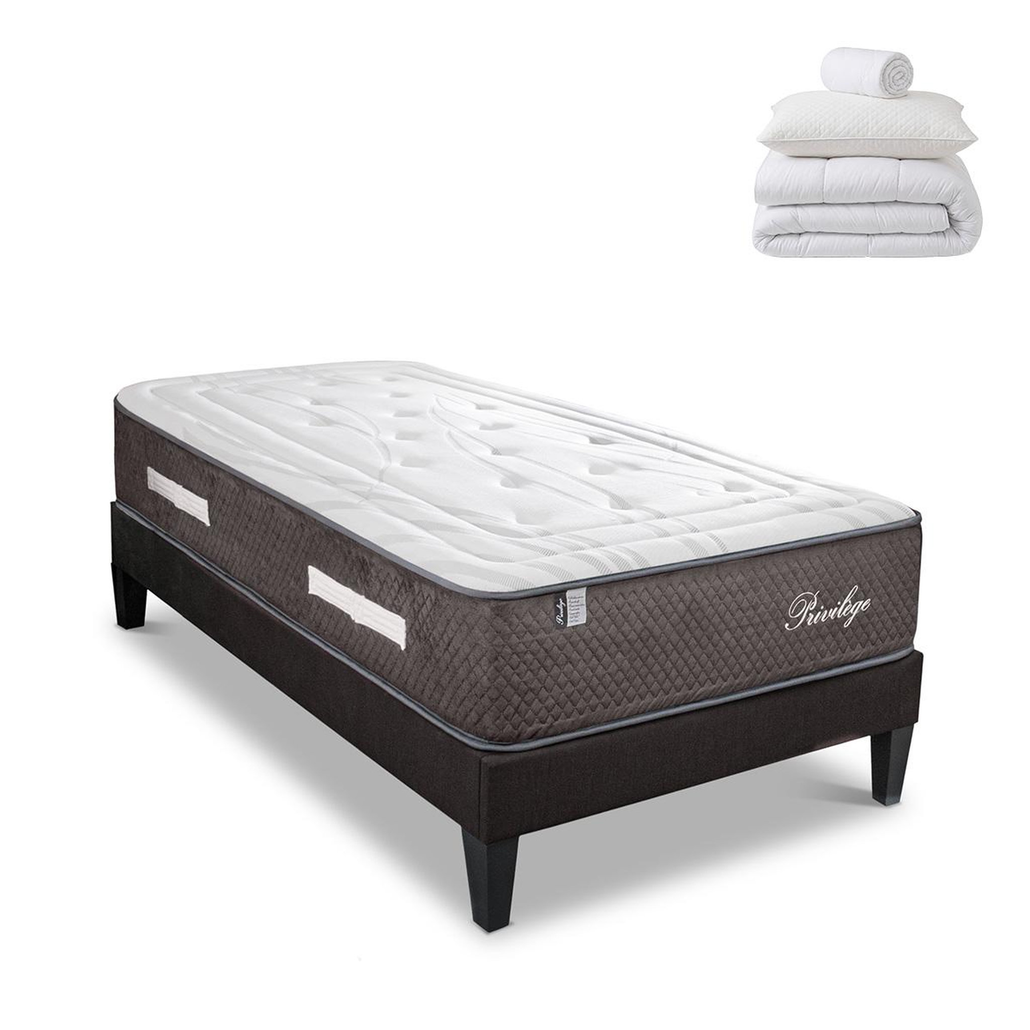 Voir la diapositive 1 : BELLECOUR Bellecour literie | pack prêt à dormir privilege | matelas ressorts ensachés + sommier + accessoires